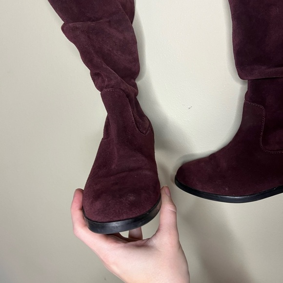 Steve Madden Balen Leather Suede Knee High Slouch Boot Burgundy 6 - Picture 9 of 16